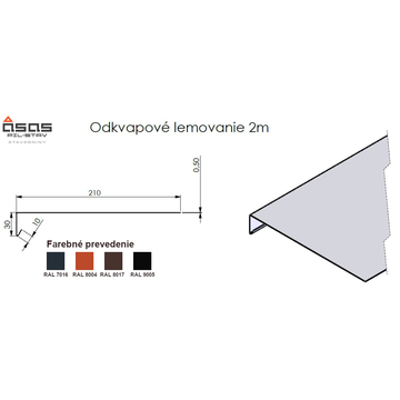 PIL Odkvapové lem. 2m, RAL  7016