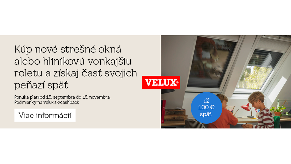 Jesenná VELUX cashback akcia: získajte späť až 100 €