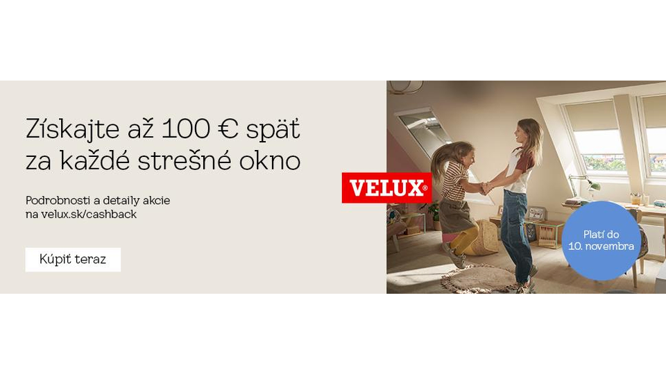 Získajte až 100 EUR späť za každé nové strešné okno VELUX